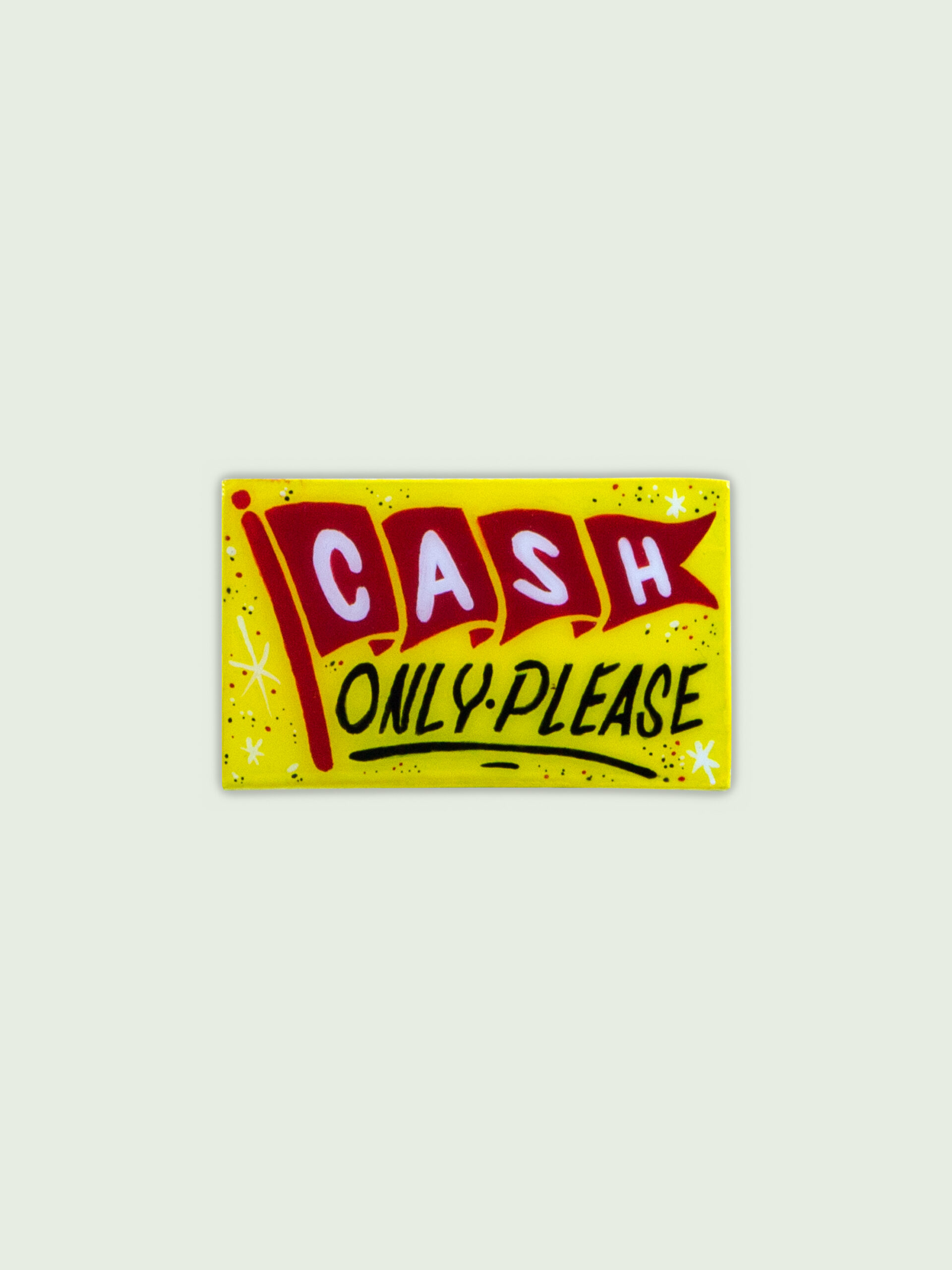 Mini enseigne peinte à la main Cash Only Please. Script Font
