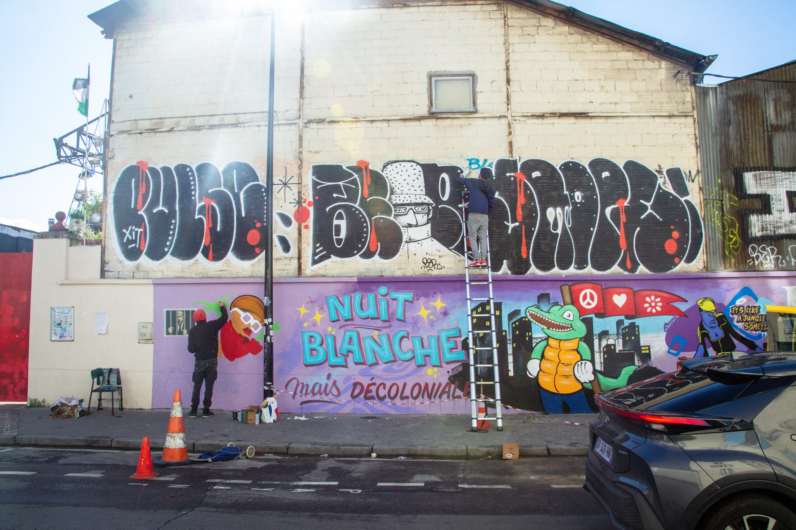 Artistes et Kalugraff pour la nuit blanche 2026 à la Villa Mais D'ici. Basée au 77 Rue des Cités, 93300 Aubervilliers